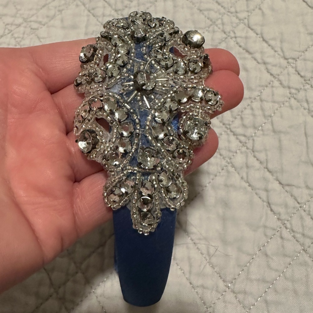 Blue satin headband with sparkle from Anthropologie